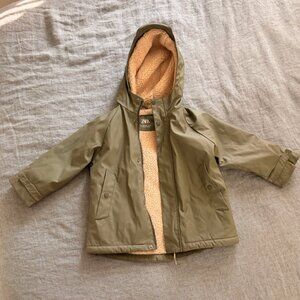 Zara Waterproof Olive Green Raincoat Toddler size 3T